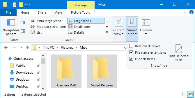 صورة لـ كيفية حذف مجلدات Camera Roll و Saved Pictures في Windows 10 | hide_selected_items_670x338-wvIXbLfs-DzTechs