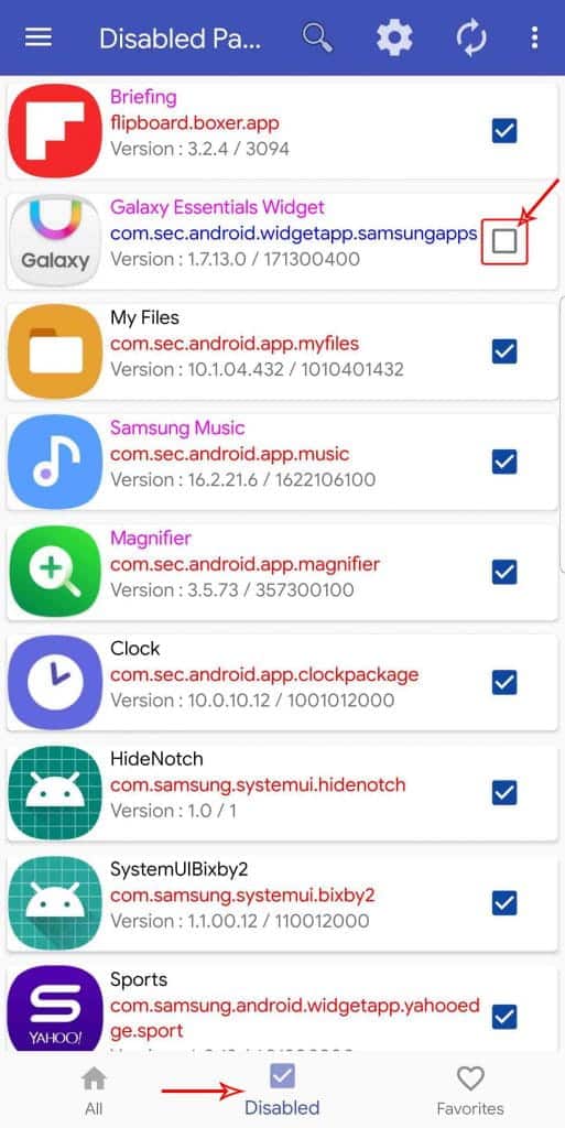 صورة لـ كيفية تعطيل تطبيقات Bloatware على هواتف Samsung One UI بدون صلاحيات الروت | re_enabling_app_on_package_disabler_pro_513x1024-XYG5QKfs-DzTechs