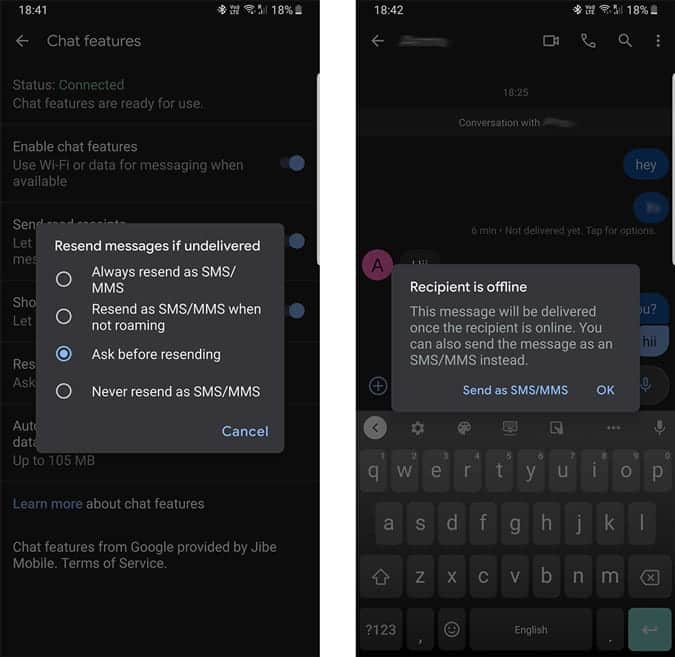 صورة لـ أفضل النصائح والحيل حول خدمة الاتصالات التفاعلية (RCS) من Google | resend_as_sms_mms_on_RCS_messages-eEtMOWfs-DzTechs