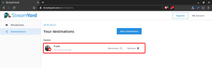 صورة لـ كيفية البث المباشر مع أكثر من شخصين على YouTube مجانًا (خيار سهل) | youtube_channel_linked_to_StreamYard-bySV0Xfs-DzTechs