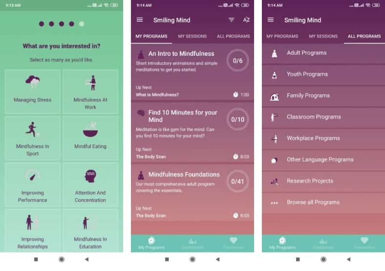 صورة لـ أفضل تطبيقات وأدوات التأمل السهلة للمبتدئين لتعلم الوعي التام | 4._Smiling_Mind__Free252C_Categorized252C_Downloadable_Sessions-jIY5dNfs-DzTechs