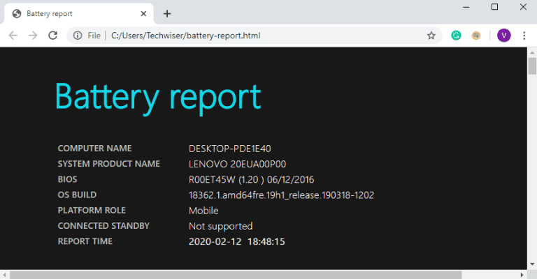 صورة لـ كيفية التحقق من صحة البطارية على Windows و Android | Battery_Report_Health_768x400-O0bpwMfs-DzTechs