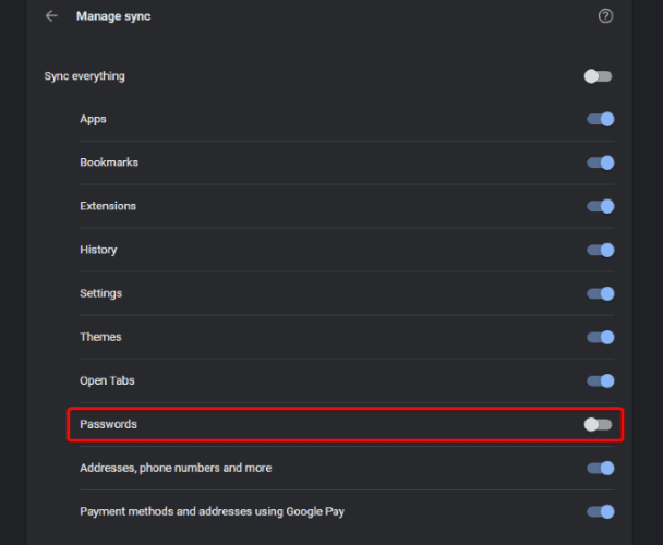 صورة لـ كيفية عرض كلمات السر المحفوظة في Google Chrome (ومنع الآخرين من الوصول إليها) | Chrome_Manager_Uncheck_Passwords-LlIhlMfs-DzTechs