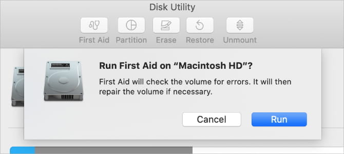 صورة لـ كيفية إصلاح خطأ تعذر تثبيت macOS على جهاز الكمبيوتر الخاص بك | First_Aid_option_in_Disk_Utility_on_macOS-oC1avLfs-DzTechs