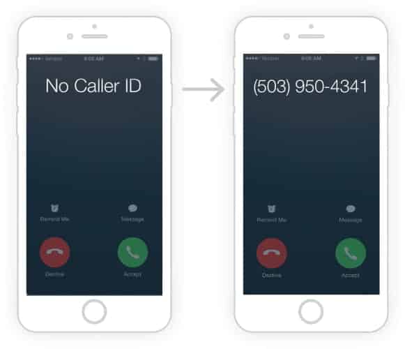 صورة لـ كيفية إلغاء حظر رقم جهة الاتصال على iPhone الخاص بك | No_Caller_ID_unblocked_number_graphic_on_iPhone_from_TrapCall2-QEoVcNfs-DzTechs