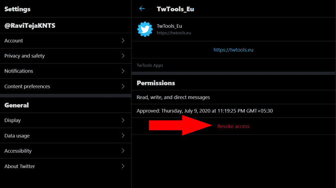 صورة لـ كيفية تثبيت تغريدة شخص آخر على ملفك الشخصيّ على X (Twitter) | Revoking_access_of_Twtools-mWxZoags-DzTechs