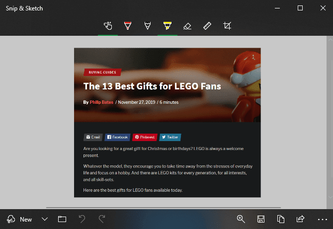 صورة لـ كيفية استخدام أداة Windows Snipping لأخذ لقطات الشاشة الخاصة بك | Windows_10_Snip_Sketch_Editor_670x461-n3qkbMfs-DzTechs