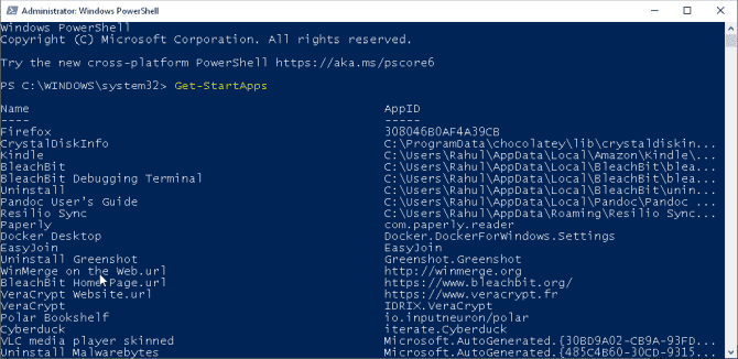 صورة لـ كيفية استخدام سياسة المجموعة لتخصيص قائمة ابدأ على Windows | application_id_with_powershell_3-IwtQ4Nfs-DzTechs