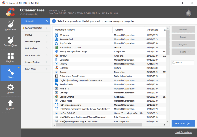 صورة لـ أفضل الطرق لإنشاء قائمة بجميع التطبيقات المثبتة في Windows | ccleaner_670x465-GCdYGLfs-DzTechs