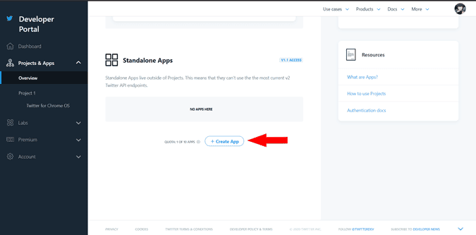 صورة لـ كيفية تغيير بطاقات مصدر التغريدة على X (Twitter) | create_app_button-VdHBxbgs-DzTechs