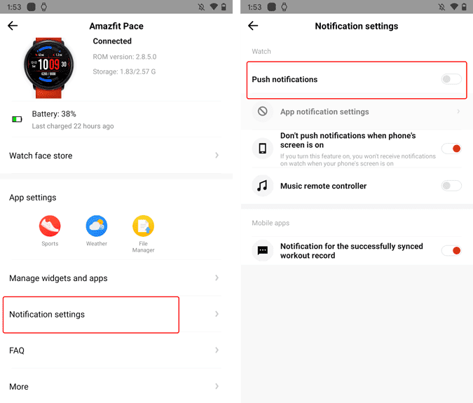 صورة لـ كيفية الرد على الإشعارات على ساعات Amazfit Pace / Verge / Stratos | disable_push_notifications_from_the_amazfit_app-eg3MvMfs-DzTechs