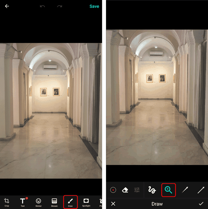صورة لـ كيفية الحصول على أداة التكبير في ميزة “توصيف” لـ iOS على Android | draw_option_then_tap_on_zoom-waYuZags-DzTechs