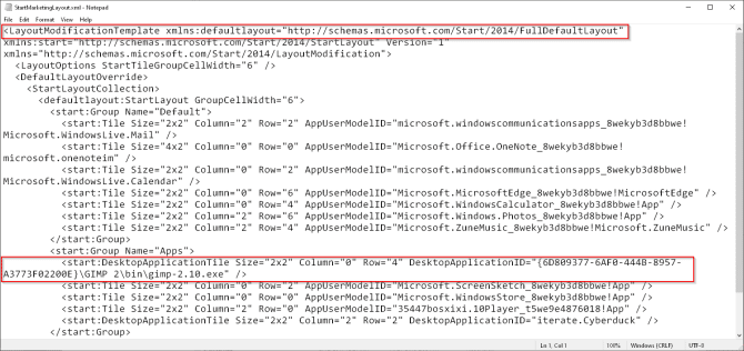 صورة لـ كيفية استخدام سياسة المجموعة لتخصيص قائمة ابدأ على Windows | exported_startlayout_code_windows1809_5-2auQ4Nfs-DzTechs