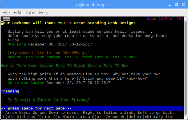 صورة لـ أفضل متصفحات الويب لنظام التشغيل Linux | muo_linux_pi_browsers_lynx-Q34RBNfs-DzTechs