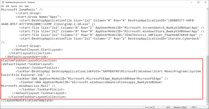 صورة لـ كيفية استخدام سياسة المجموعة لتخصيص قائمة ابدأ على Windows | pasted_taskbar_configuration_in_start_menu_layout_9-DKtQ4Nfs-DzTechs