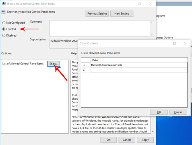 صورة لـ أفضل إعدادات سياسة المجموعة التي تحتاج إلى تعديلها للتحكم في Windows | show_only_specific_control_panel_items-uC5S0Yfs-DzTechs