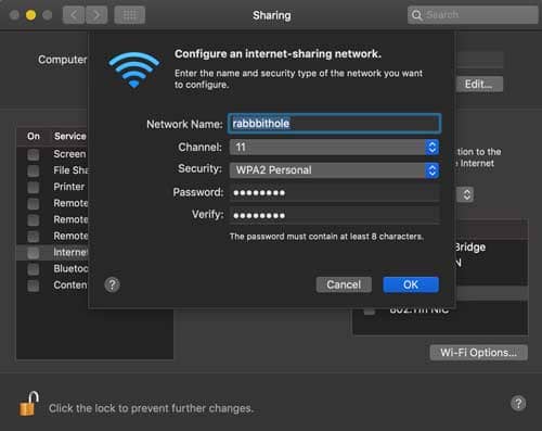 صورة لـ كيفية إنشاء نقطة اتصال فعالة من اتصال WiFi لمشاركة الإنترنت على Mac | wifi_ssid-AK8G7Mfs-DzTechs