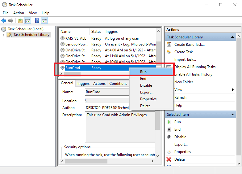 صورة لـ تشغيل موجه الأوامر بصلاحيات المسؤول باستخدام اختصار سطح المكتب | 7-DzTechs