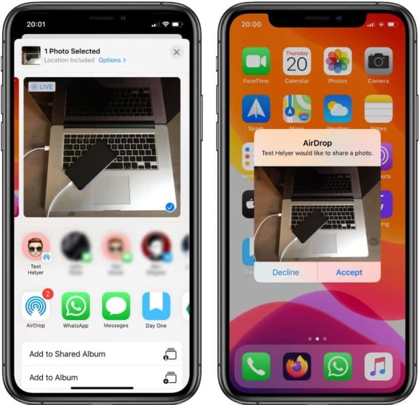 صورة لـ كيفية تشغيل AirDrop على جهاز Mac و iPhone لمشاركة الملفات بسرعة | AirDrop_notification_on_iPhone-Mug1iOfs-DzTechs