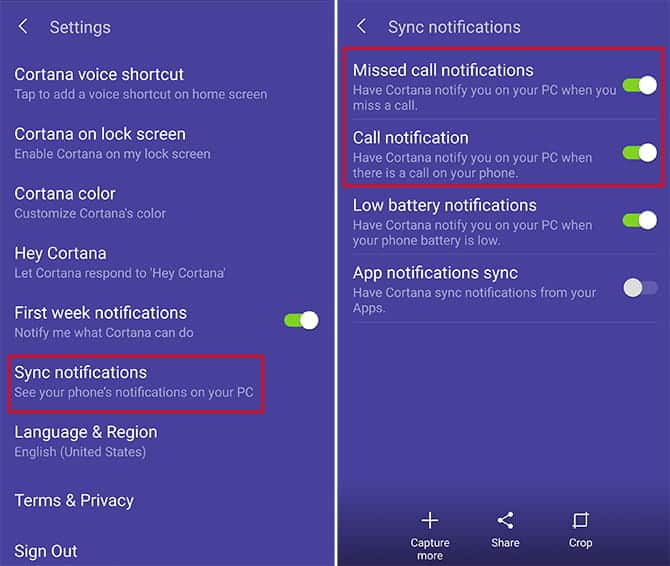 صورة لـ كيفية الحصول على إشعارات المكالمات الهاتفية الواردة على Windows 10 من هاتف Android | Cortana_Settings-ydJVqOfs-DzTechs