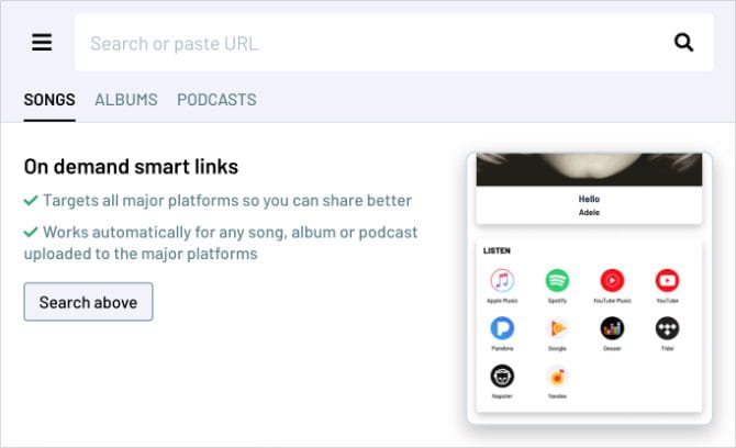 صورة لـ كيفية الاستماع إلى الموسيقى مع الأصدقاء عن بُعد عبر الإنترنت | Odesli_home_page_banner_showing_music_sharing_links_670x408-z1webRfs-DzTechs