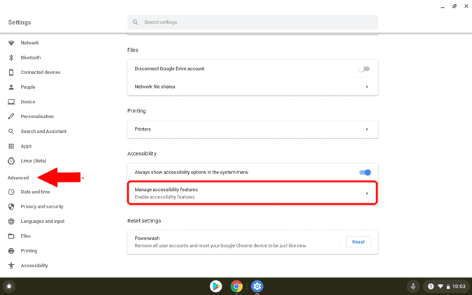 صورة لـ كيفية تغيير مؤشر الماوس في Chromebook | assesibility_settings-eQlmxcgs-DzTechs