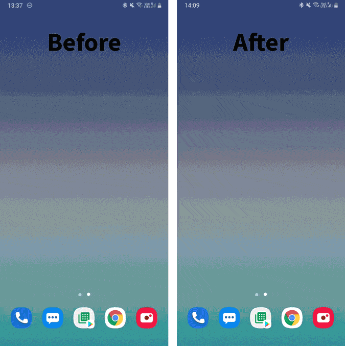 صورة لـ إعادة تعيين إيماءة مساعد Google لفتح أي تطبيق بشكل سري | before-and-after-gesture-DzTechs