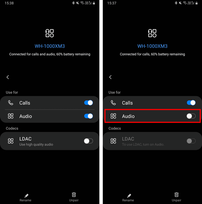 صورة لـ أفضل النصائح والحيل لـ Sony WH-1000XM3 | bluetooth_disable_audio_on_android-WvhTregs-DzTechs