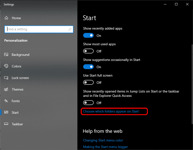 صورة لـ أفضل تخصيصات قائمة ابدأ لنظام التشغيل Windows 10 | choose_folders_appearing_on_start_menu-tspoUbgs-DzTechs