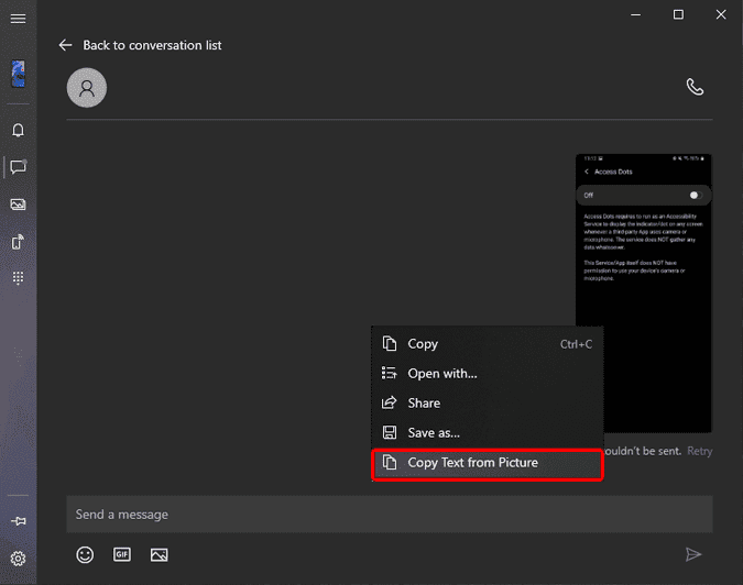صورة لـ الميزات المخفية والنصائح والحيل على Your Phone Companion | copy_text_from_picture_yourphone-Iaa8ocgs-DzTechs