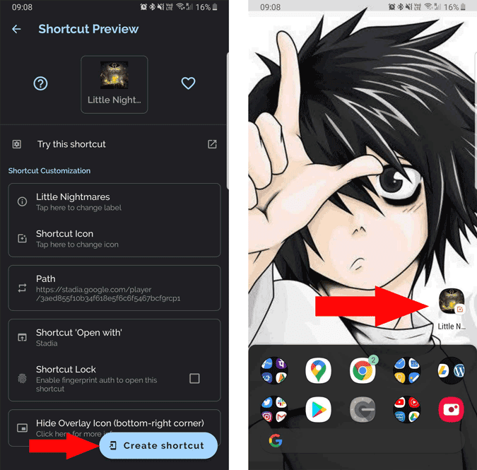 صورة لـ كيفية إضافة اختصارات ألعاب Stadia على شاشة Android الرئيسية | crete_shortcut-explUbgs-DzTechs