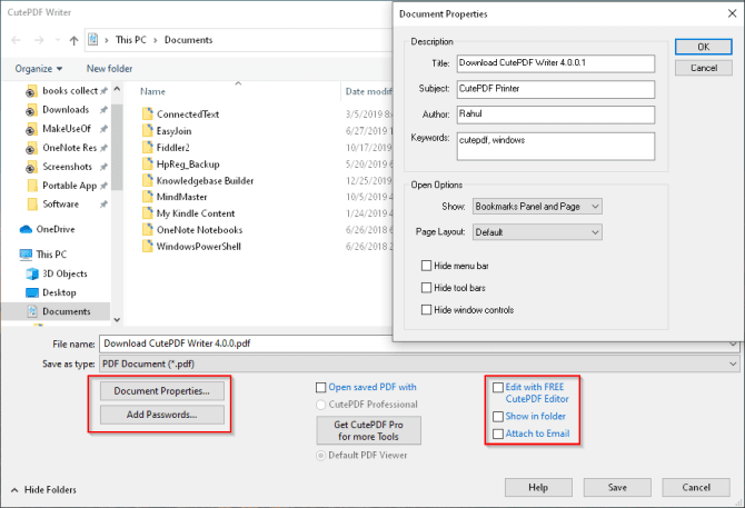 صورة لـ أفضل الأدوات التي تُوفر وظيفة الطباعة إلى PDF لـ Windows | cutepdf_writer_printer_integrates_with_file_explorer-ItX8rOfs-DzTechs