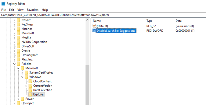 صورة لـ كيفية إصلاح “قائمة ابدأ في Windows 10 لا تعمل”؟ | disable_bing_in_search_registry_key-fgZsFegs-DzTechs