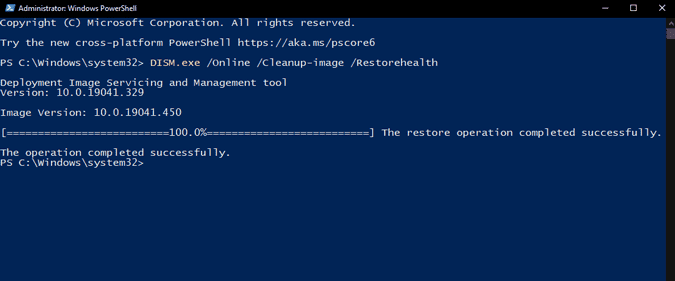 صورة لـ كيفية إصلاح “قائمة ابدأ في Windows 10 لا تعمل”؟ | dism_command_complete-lGYsFegs-DzTechs