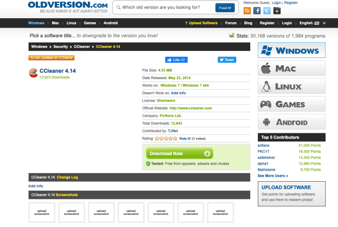 صورة لـ كيفية تنزيل أي شيء على الويب مجانًا: أفضل النصائح والأدوات | download_old_version_of_ccleaner_from_oldversion_homepage-oiFm2Pfs-DzTechs