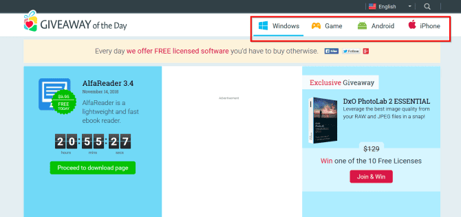 صورة لـ كيفية تنزيل أي شيء على الويب مجانًا: أفضل النصائح والأدوات | giveaway_of_the_day_deal_page-2uFm2Pfs-DzTechs