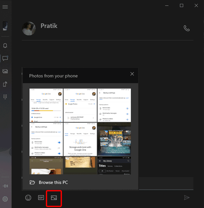 صورة لـ الميزات المخفية والنصائح والحيل على Your Phone Companion | images-in-your-phone-in-messages-tab-DzTechs