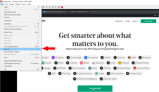صورة لـ كيفية التقاط لقطة شاشة مع تضمين مؤشر الماوس على Windows 10 | irfan_view_3-OHsJAcgs-DzTechs