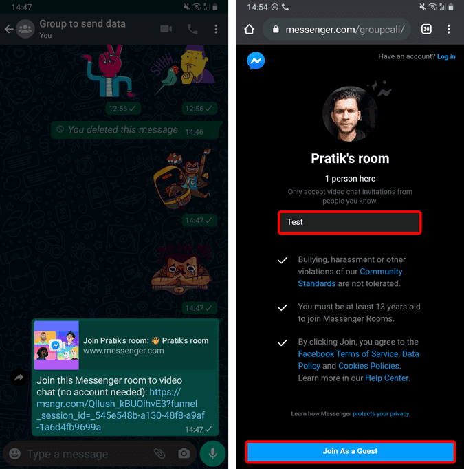 صورة لـ كيفية إجراء مكالمات فيديو جماعية مع 50 شخصًا على WhatsApp (Android) | join_a_messenger_room-oZnCRegs-DzTechs