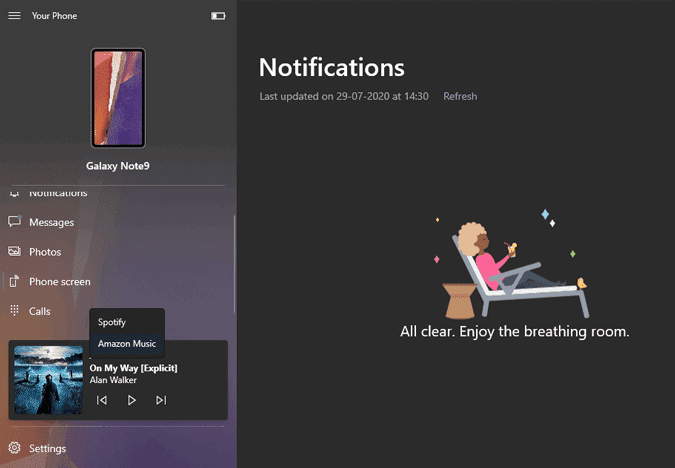 صورة لـ الميزات المخفية والنصائح والحيل على Your Phone Companion | music_play_on_your_phone-JPa8ocgs-DzTechs