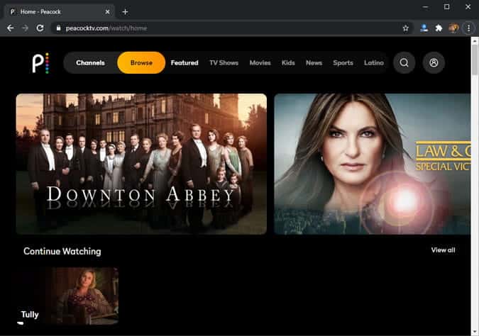 صورة لـ كيفية مشاهدة Peacock TV خارج الولايات المتحدة على Android TV | peacockTV_on_chrome_browser_1-Xp7sUbgs-DzTechs