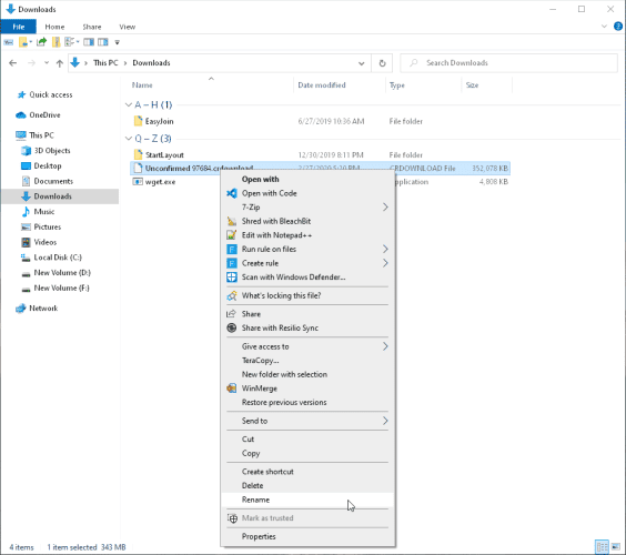 صورة لـ هل توقف التنزيل في Google Chrome؟ إليك كيف تستأنفه بنجاح | rename_the_partially_downloaded_file_with_the_source_filename_8-BeqHZOfs-DzTechs