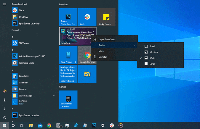 صورة لـ أفضل تخصيصات قائمة ابدأ لنظام التشغيل Windows 10 | resize_icons_small_medium_large-AGqoUbgs-DzTechs