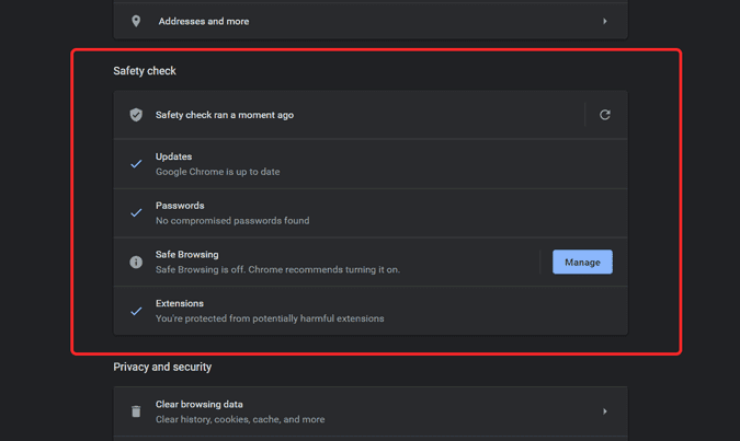 صورة لـ كيفية تأمين وحماية متصفح Google Chrome | safety_check_1-W3mTocgs-DzTechs