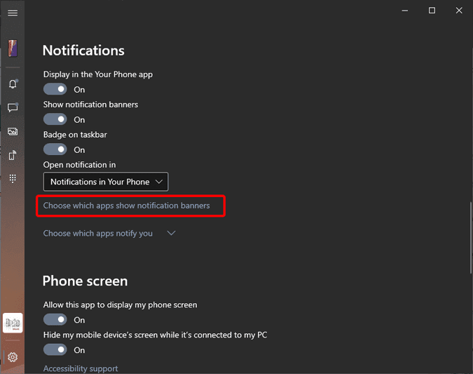صورة لـ الميزات المخفية والنصائح والحيل على Your Phone Companion | show_which_apps_show_you_banner_notifications-V5b8ocgs-DzTechs