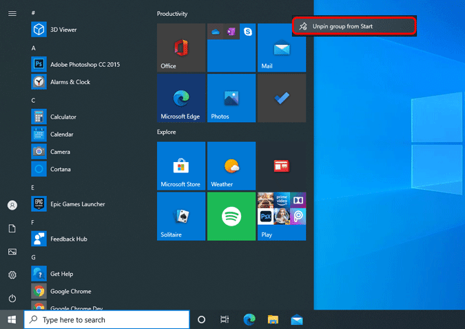 صورة لـ أفضل تخصيصات قائمة ابدأ لنظام التشغيل Windows 10 | start_menu_ads_remove_tile_groups-NzroUbgs-DzTechs