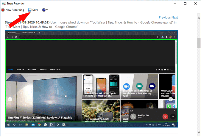 صورة لـ كيفية التقاط لقطة شاشة مع تضمين مؤشر الماوس على Windows 10 | step_recorder_5-eJLJAcgs-DzTechs