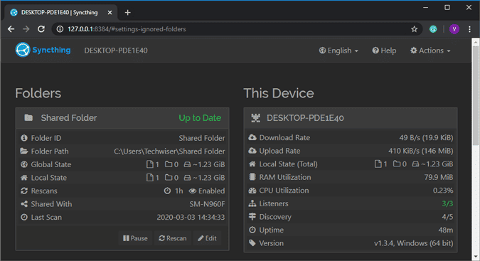 صورة لـ أفضل تطبيقات مشاركة الملفات بين نظام Android و Windows | sync-thing-web-portal-DzTechs
