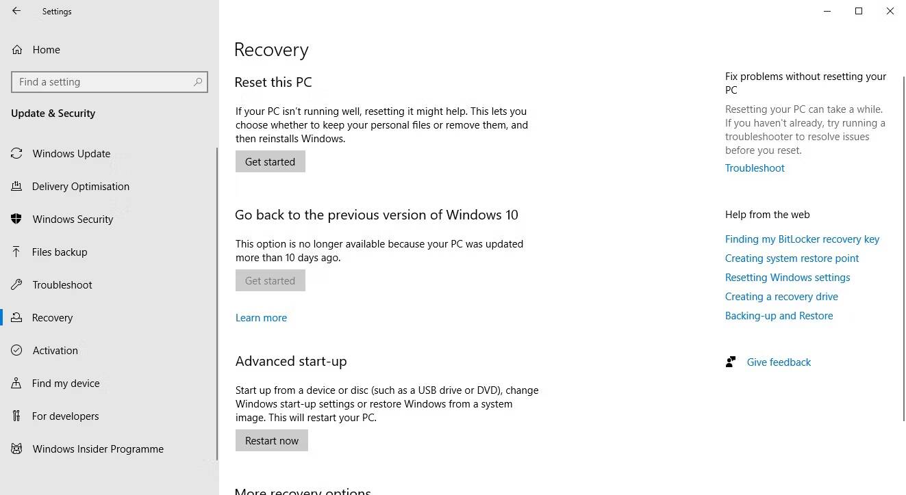 صورة لـ كيفية إصلاح خطأ WHEA Uncorrectable على Windows 10 | windows-10-recovery-and-reset-pc-options