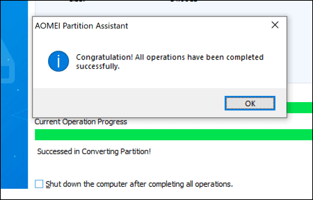 صورة لـ كيفية تحويل تنسيق محرك أقراص Windows من FAT32 إلى NTFS | AOMEI-Conversion-Complete-DzTechs